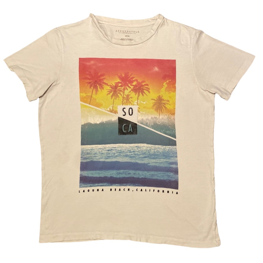 White sunset beach t-shirt (M)